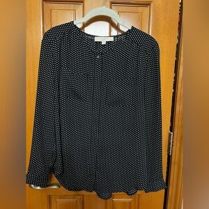 LOFT Black and White Polka Dot Blouse